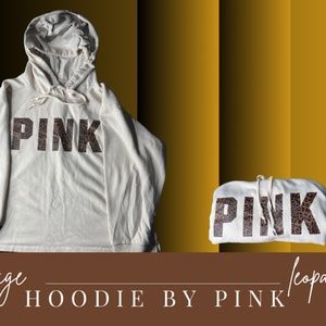 PINK Super cozy hoodie.  Beige base color with leopard PINK.